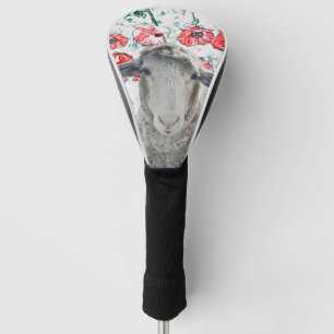 Funda Para Palo De Golf Flores de adormidera roja de animales de oveja de 