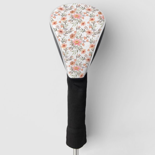 Funda Para Palo De Golf Flores de Boho: Mano rosa dibujada (Anverso)