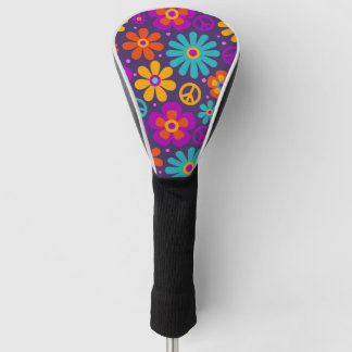 Funda Para Palo De Golf Flores de colores Paz Amor Groovy Retro Hippie