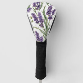 Funda Para Palo De Golf Flores de lavanda púrpura Botánico acuarela