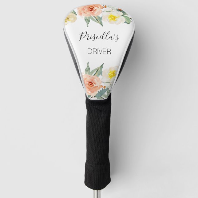 Funda Para Palo De Golf Flores De Pescado Femenino Y Acuarela Crema (Anverso)