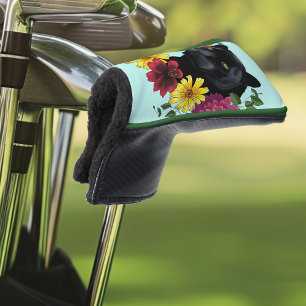 Funda Para Palo De Golf Flores de retrato jaguar negro