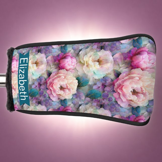 Funda Para Palo De Golf Flores Hermosas de Nacar Personalizadas (Pretty Mother Of Pearl Flower Patterned Personalized Golf Head Cover For Women)