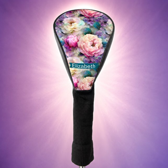 Funda Para Palo De Golf Flores Hermosas de Nacar Personalizadas (Pretty Mother Of Pearl Flower Patterned Personalized Golf Head Cover For Women.)
