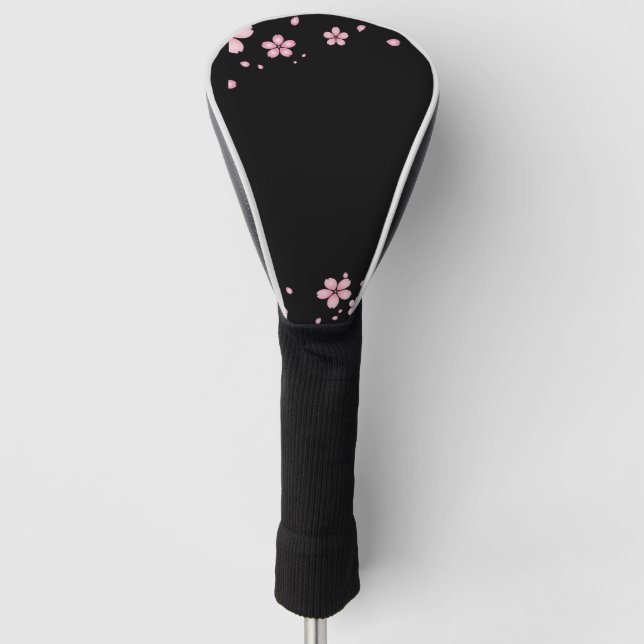 Funda Para Palo De Golf Flores Negras Y Rosa (Anverso)