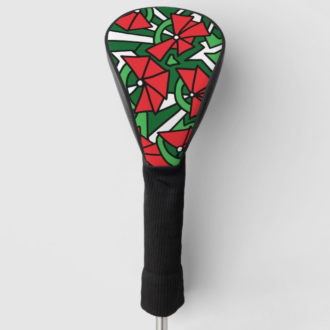 Funda Para Palo De Golf Flores rojas Doodle Art (Anverso)