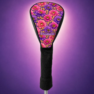 Funda Para Palo De Golf Flores Rosa y Purpura Glamour Personalizadas