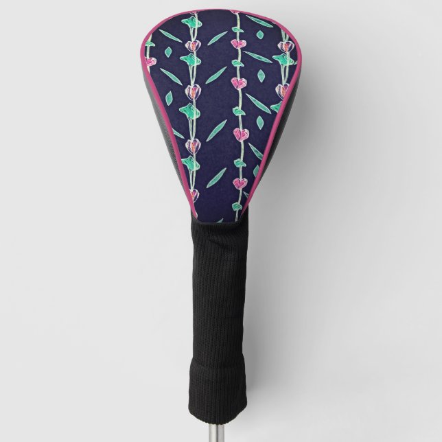 Funda Para Palo De Golf Flores rosadas y violetas (Anverso)