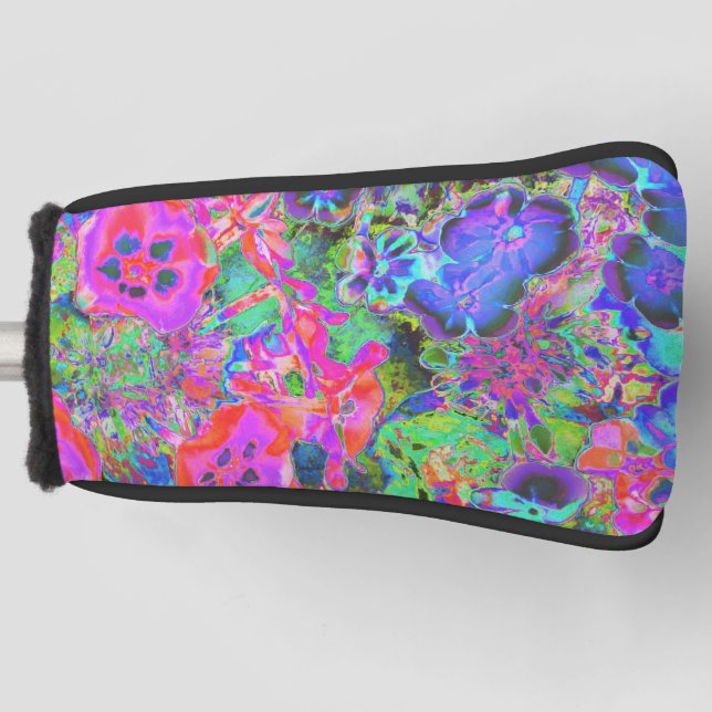 Funda Para Palo De Golf Flores trippy, psicodélicas, rosadas calientes y m (Anverso)