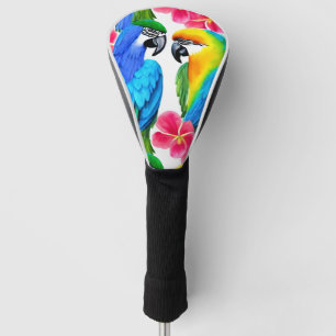 Funda Para Palo De Golf Flores tropicales con loros coloridos
