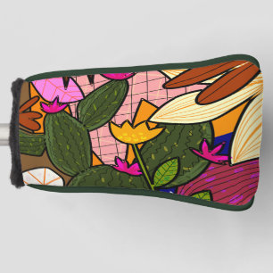 Funda Para Palo De Golf Flores y hojas tropicales abstractas