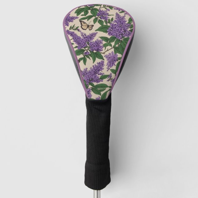 Funda Para Palo De Golf Flores y mariposas púrpuras de arbusto de mariposa (Anverso)