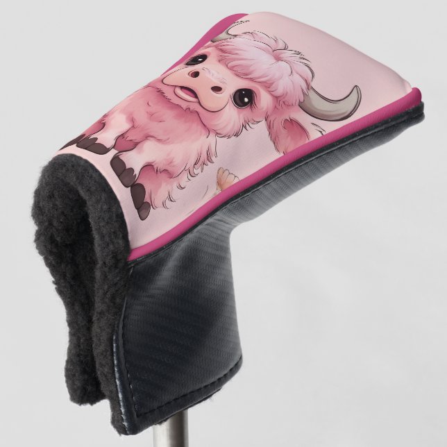 Funda Para Palo De Golf Fluffy Pink Highlands Scottish Cow (Anverso 3/4)