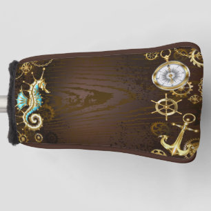 Funda Para Palo De Golf Fondo de madera con caballito de mar mecánico