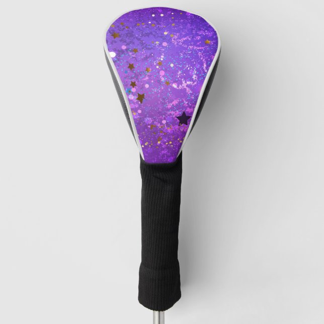 Funda Para Palo De Golf Fondo de Relieve metalizado púrpura con estrellas (Anverso)