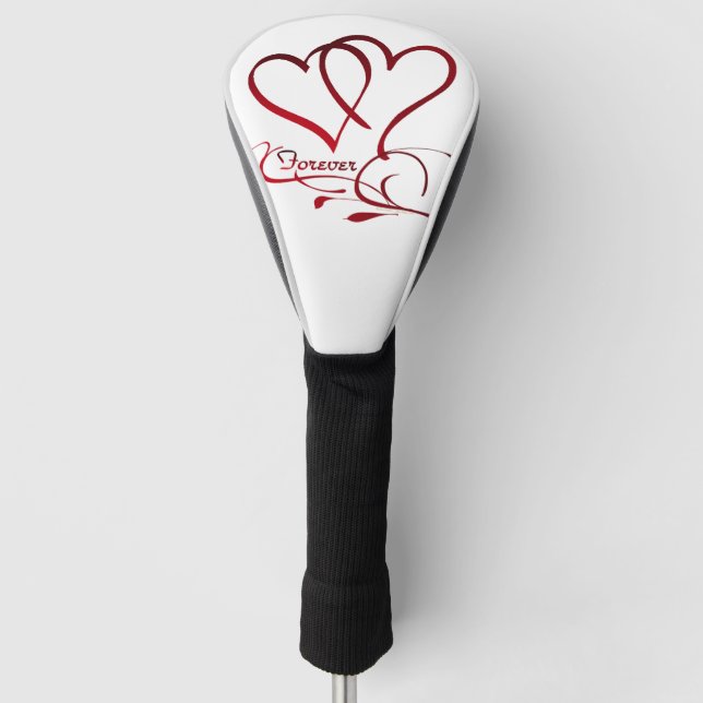 Funda Para Palo De Golf Forever Hearts Red on White Golf Head Cover (Anverso)