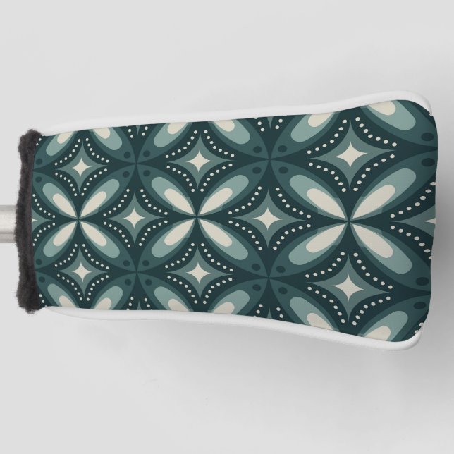 Funda Para Palo De Golf formas verdes retro (Anverso)
