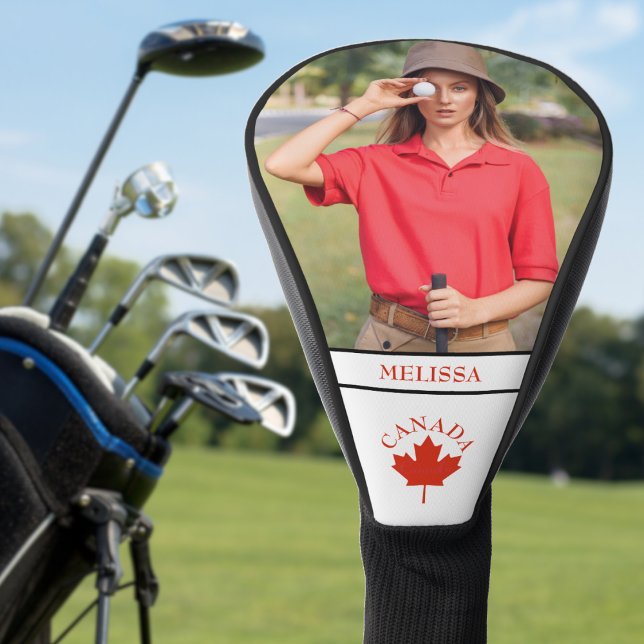 Funda Para Palo De Golf Foto con nombre de bandera canadiense (canada canadian flag maple leaf photo golf head cover)