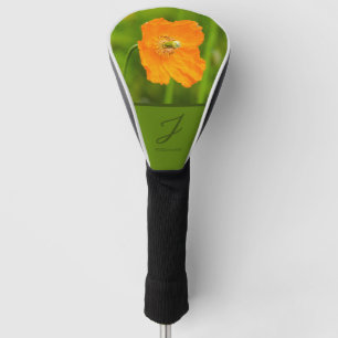 Funda Para Palo De Golf Foto de Flor de Amapola Naranja con Monograma y No