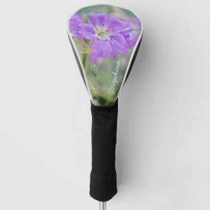 Funda Para Palo De Golf Foto de flor silvestre de geranio morado y nombre 