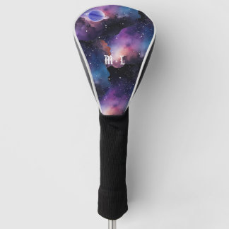 Funda Para Palo De Golf Foto de Galaxia de Nebulosa Cósmica Monograma Inic