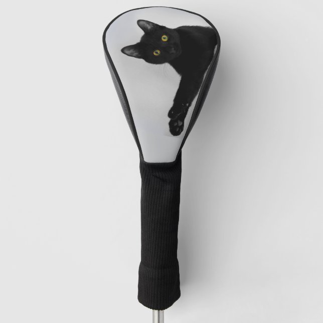 Funda Para Palo De Golf Foto de gato negro de corte (Anverso)