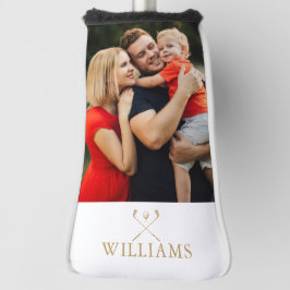 Funda Para Palo De Golf Foto de monograma con nombre personalizado de oro