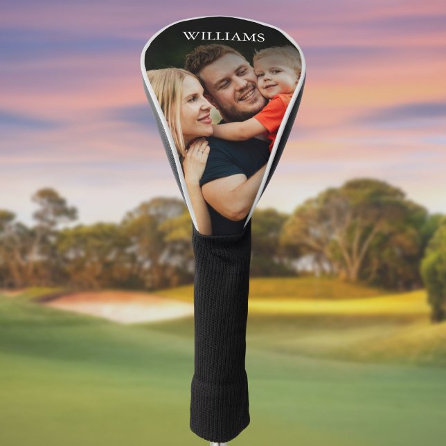Funda Para Palo De Golf Foto de nombre personalizado moderno  (Modern Custom Name Photo Golf Head Cover)