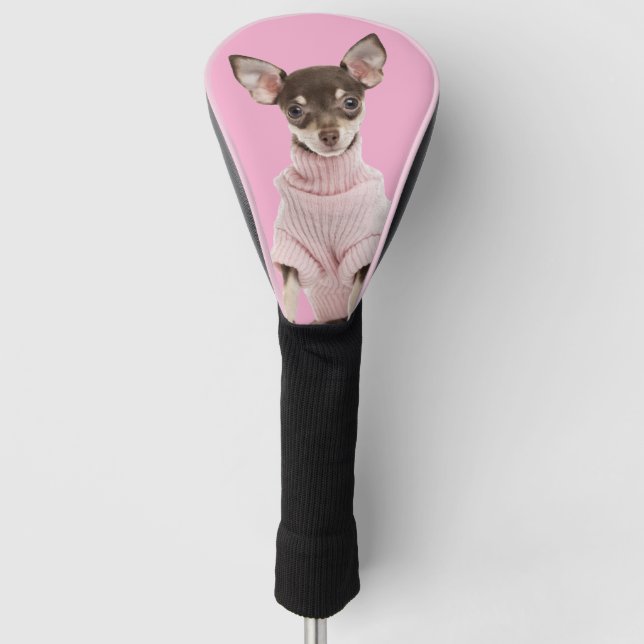 Funda Para Palo De Golf Foto de perro familiar rosa (Anverso)