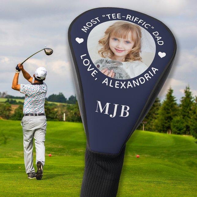 Funda Para Palo De Golf Foto Personalizado DAD Monograma Azul Golfer Perso (Subido por el creador)
