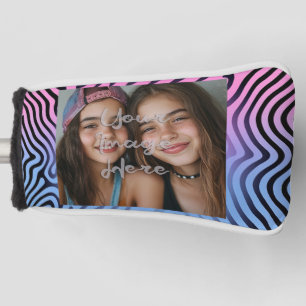 Funda Para Palo De Golf Fotograma de foto de zebra de gradiente azul rosad