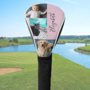 Funda Para Palo De Golf Fotos y nombre personalizados rosados lindos