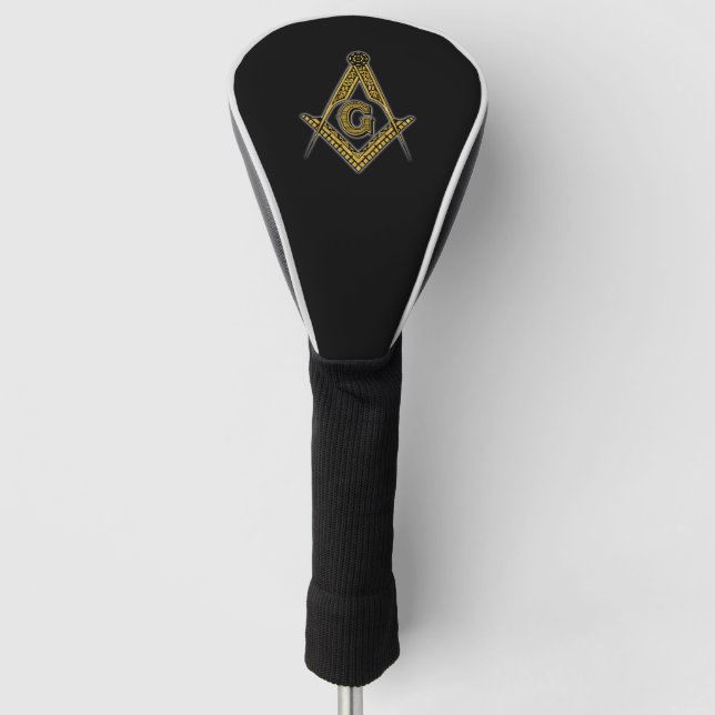 Funda Para Palo De Golf Freemason (negro y oro) (Anverso)