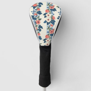 Funda Para Palo De Golf Fresas y hojas azules vintage patrón floral