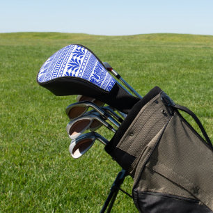 Funda Para Palo De Golf Fret griego, patrón mediterráneo, azul