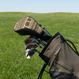 Funda Para Palo De Golf Fret griego, patrón mediterráneo, marrón
