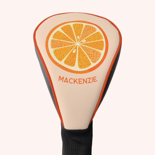 Funda Para Palo De Golf Fruta Naranja de cítricos personalizada (Fun personalized name citrus orange fruit slice golf head cover)