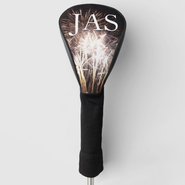 Funda Para Palo De Golf Fuegos artificiales blancos y dorados en celebraci (Anverso)