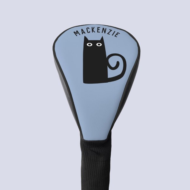 Funda Para Palo De Golf Fun Black Cat Personalized (Fun black cat personalized custom name golf head cover for golfing animal lovers)