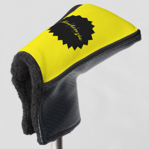 Funda Para Palo De Golf Funda de putter amarillo soleado con nombre e inic