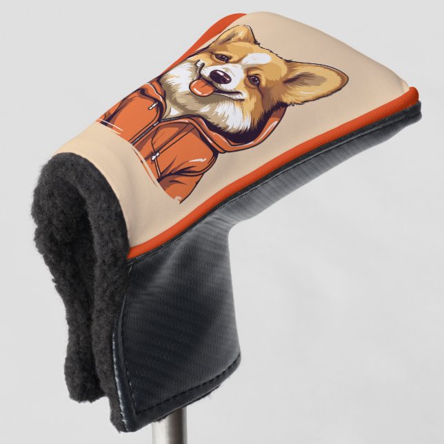 Funda Para Palo De Golf Funny Corgi Usando Hoodie (Anverso 3/4)