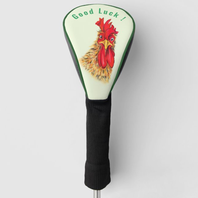 Funda Para Palo De Golf Funny Rooster Cubierta de cabezal de golf con text (Anverso)