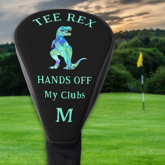 Funda Para Palo De Golf Funny Tee Rex Dinosaur Joke Custom Monogram (Personalized monogram Tee Rex hands off my clubs funny dinosaur golfing joke golf head cover)
