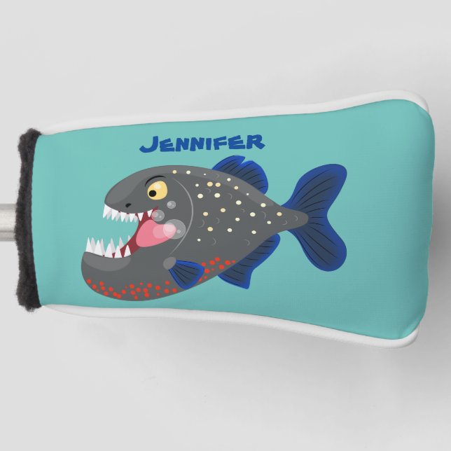 Funda Para Palo De Golf Furioso ilustracion personalizado de piranha (Anverso)