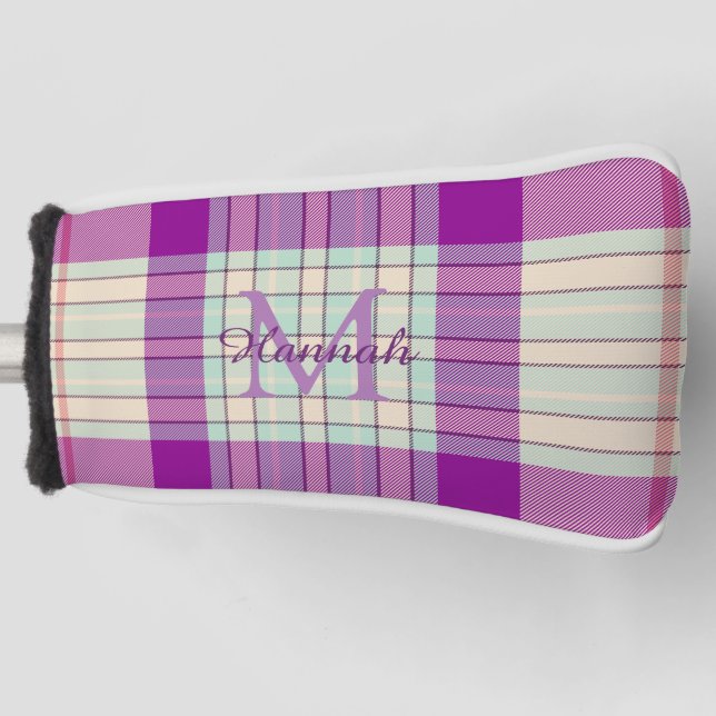 Funda Para Palo De Golf Fuschia Scottish Tartán patrón personalizado (Anverso)