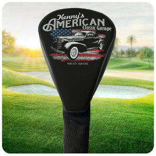 Funda Para Palo De Golf Garage de coche clásico americano vintage personal