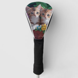 Funda Para Palo De Golf Gatitos curiosamente curados en una cesta de flore