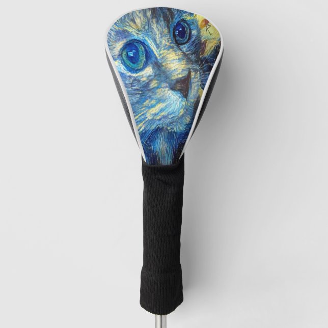Funda Para Palo De Golf Gato Azul Claro (Anverso)