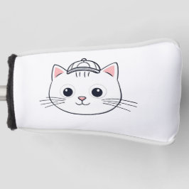 Funda Para Palo De Golf Gato Blanco Adorable con Gorra de Béisbol en la Ca
