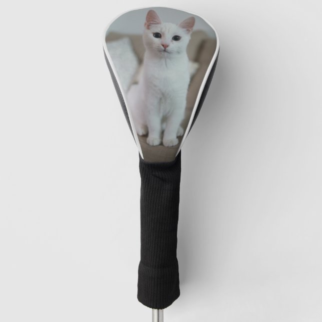 Funda Para Palo De Golf Gato blanco | Zazzle_Growshop. (Anverso)